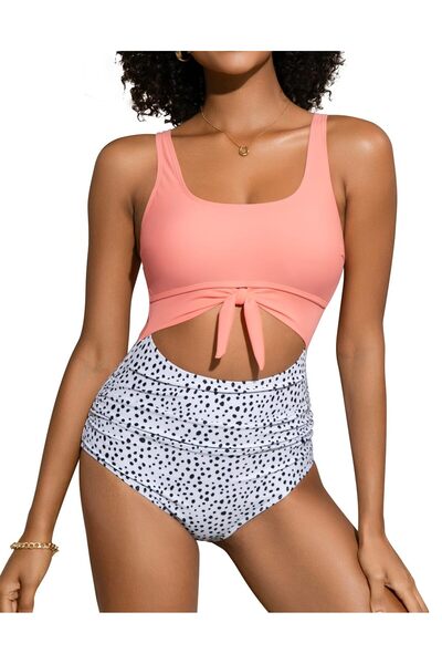 SHEKINI costum de baie damă întreg, control abdomen, roz, mărime XL, halter