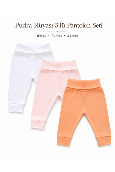 FYB 3-Piece Baby Girl Pants Set with Lycra Ribbed Elastic Waist and Cuffed Legs