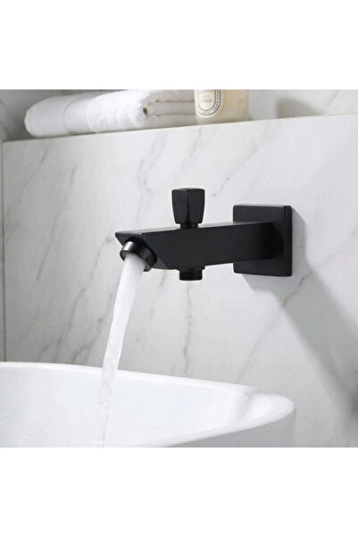 Black even Square 2-Line Wall-Mounted Shower Head (with Shower Adapter) Matte...