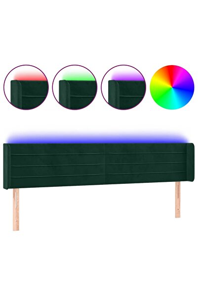 vidaxl Tăblie de pat cu LED, verde închis, 163x16x78/88 cm, catifea