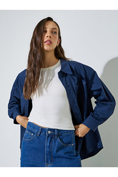 Styli Blue Oversized Longline Shirt