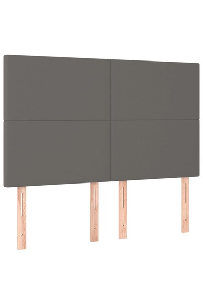 vidaxl Tăblie de pat gri 144x5x118/128 cm piele ecologică