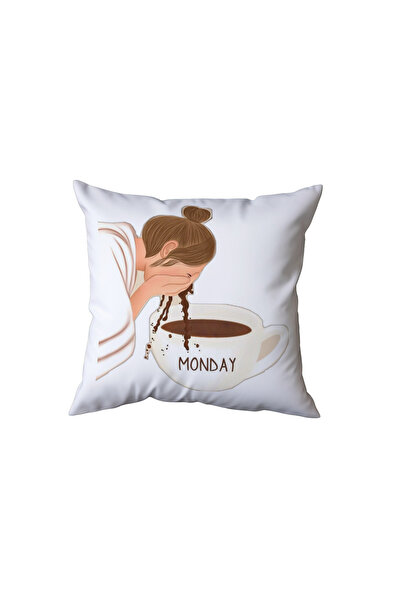 Beramussa Monday Written Coffee Figured Pillow, Home Gift