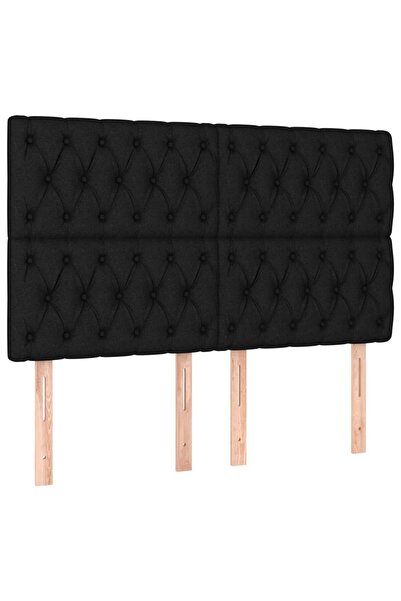 vidaxl Tăblie de pat neagră 144x7x118/128 cm, material textil