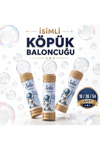 Bkmc Kişiye Özel İsim Baskılı Uzay Temalı Köpük Baloncuk Bubble Oyuncağı Çocu...