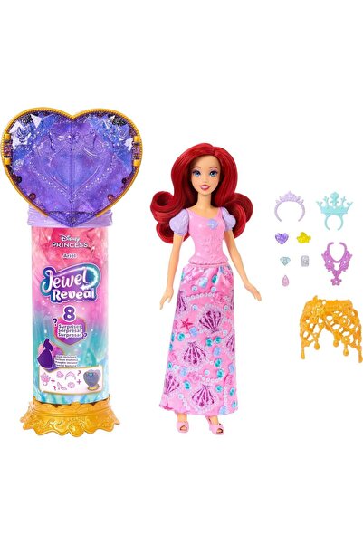 Barbie Papusa cu accesorii surpriza, Disney Princess, Jewel Reveal, Ariel, JHL49