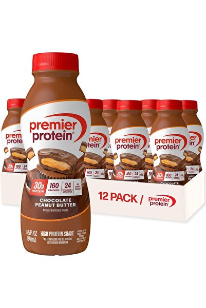Premier Protein Shake, Chocolate Peanut Butter, 30g Protein, 1g Sugar, 24 Vit...