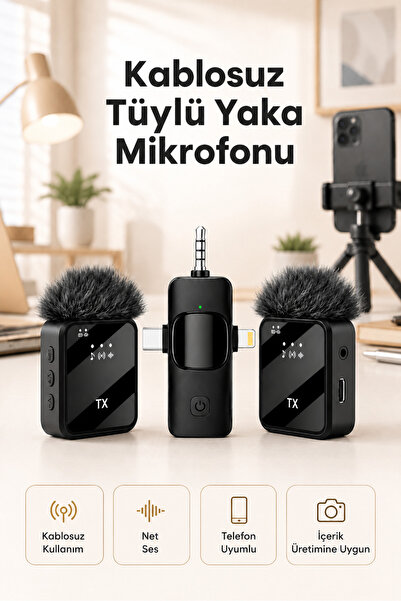 SEYUTECH Kablosuz Tüylü Yaka Mikrofonu Wireless Canlı Yayın IOS ve Android Uy...