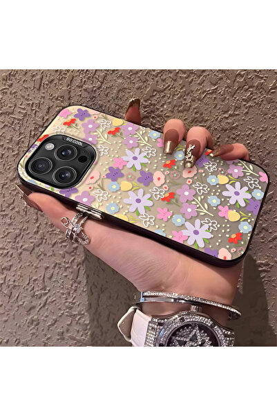 PATTERNOVA iPhone 16 Pro Max Uyumlu Tam baskılı küçük çiçek sert kılıf, basit...