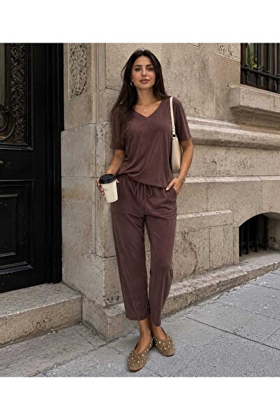 Budan Export Women's Modal Fabric V-Neck T-Shirt and Elastic Waist Pocket Pan...