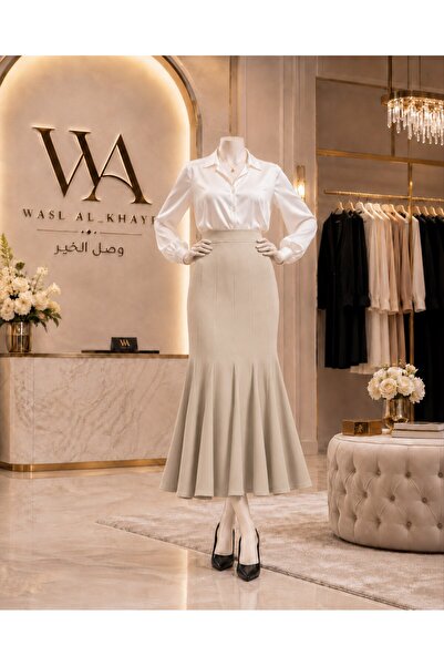 WASL ALKHAIR Women's High Waist Mermaid Skirt - 41cm Length