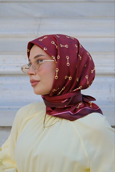 diorel Kelepçe Desen Twill Eşarp-Bordo