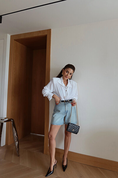 Özge Özgenç Основни дънкови къси панталони с накъсани детайли
