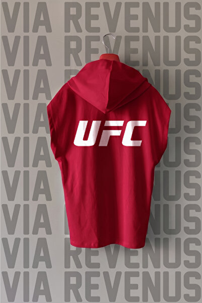 Vordevia Ufc Front and Back Printed Zero Sleeve Hooded 100% Cotton Sports Tshirt