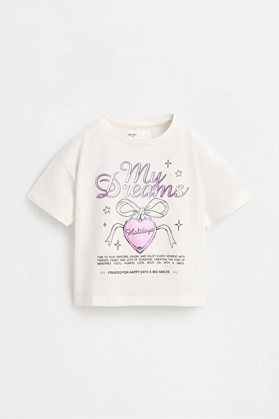 LEFTIES Metalik baskılı t-shirt