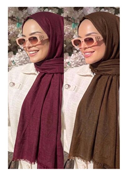 Alse Butik 2-Piece Bamboo Shawl (Burgundy-Chocolate Brown)