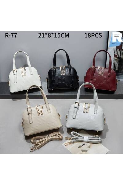 Relax for bags Classic Geometric Embossed Handbag with Gold Logo - Stylish Mi...