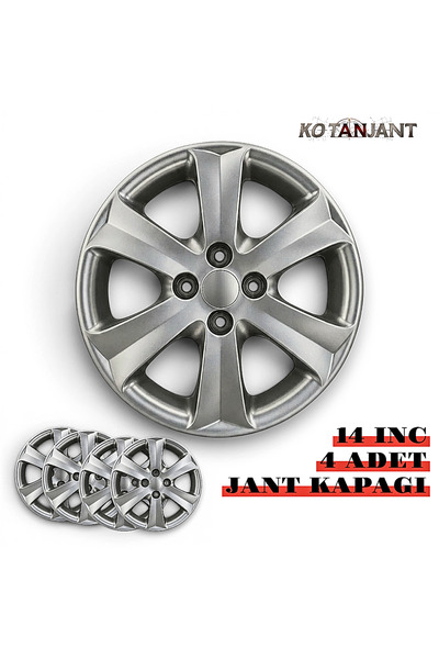 Kotanjant HYUNDAİ İ20 14 İnç Jant Kapağı 4'lü Set Gümüş + 4 Amblem