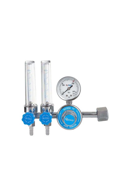 GEKO Regulator de presiune CO2 / argon cu rotametru dublu, G80076