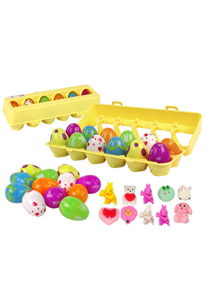 LEAN Set de 12 ouă de Paște cu figurine surpriză, multicolor, 13104