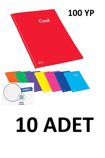 KESKİN COLOR 10 قطع من دفتر ملاحظات مربع الشكل مقاس A4 مكون من 100 ورقة بغلاف...