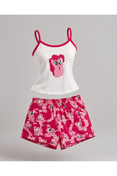 Yukatay Kırmızı My Little Pony Pinkie Pie Desenli Premium Şortlu Takım -YUKATAY