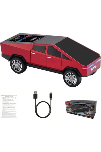 ETOY Boxa portabila wireless wster cu display led si design cyber truck rosu,...