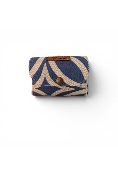 Derman Tasarım Mini Canvas Cüzdan & Kartlık – Mavi