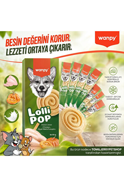 Wanpy Tom&JerryPetshop- Köpekler İçin Dondurularak Kurutulmuş Lolipop – Balka...