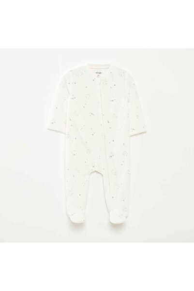 KIABI Velvet Sleepsuit with Zip Opening GREY
