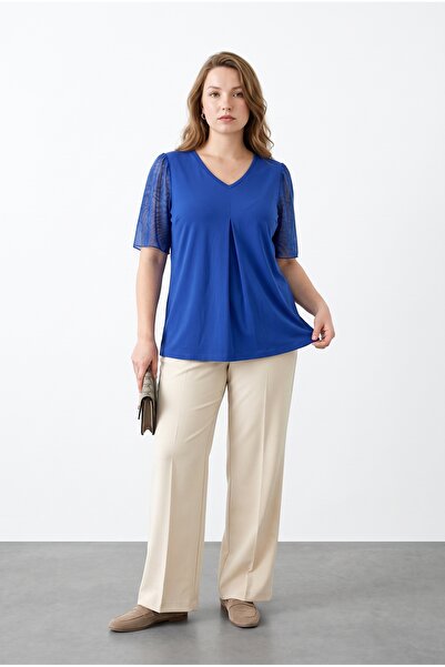 Stil Diva Bluza sa plisiranim detaljima od tila