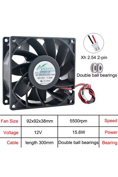 Choice1 92x92x38mm DC12V ACP9038 92mm fan 92x92x38mm DC5V/12V/24V High Speed ...