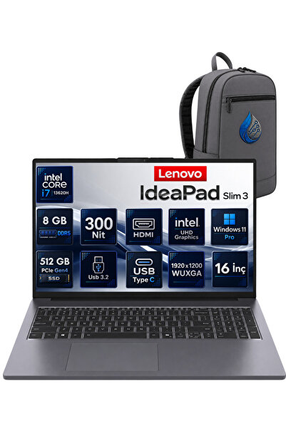 LENOVO IdeaPad Slim 3 16IRH10 Intel Core i7-13620H 8 GB DDR5 RAM 512 GB NVMe ...