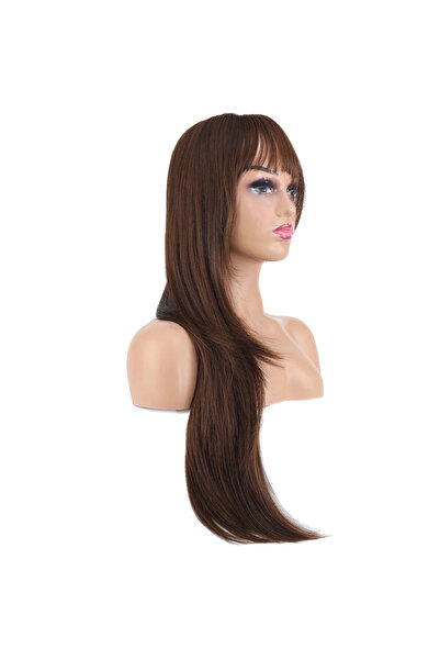 colezium Layered Cut Perched Flat Fiber Sen Long Length Wig / Coffee Caramel