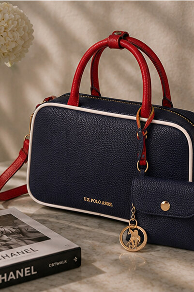 U.S. Polo Assn. USPA BOX BAG US6560,NAVY-RED-WHITE