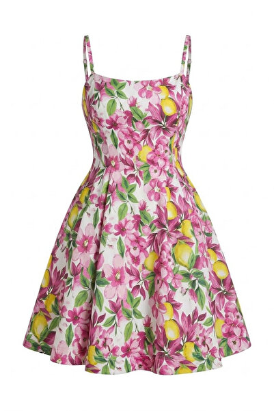 KECHİ WOMAN Patterned Strappy Mini Dress Pink