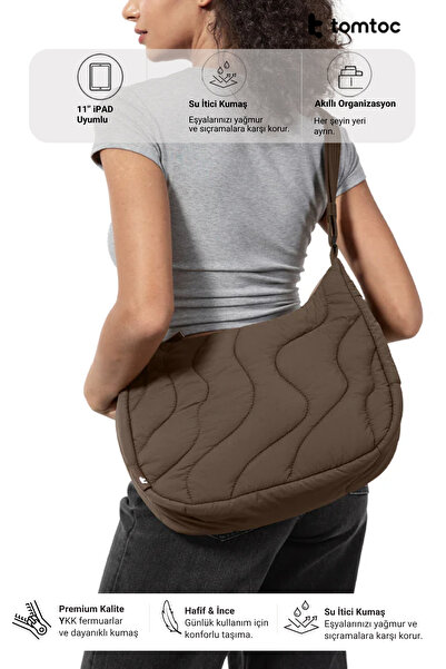 Tomtoc Terra Puffy Series T34 11" - 9L Brown Hand and Shoulder Bag - T34M1Y1