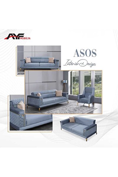 AYF MOBİLYA ASOS BAKLAVA DİLİMLİ ÇİZGİLİ 3+3+1+1 KOLTUK TAKIMI