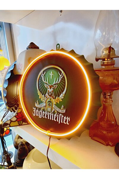 SUPERSTOK Neon Lambalı Metal Kabartmalı Plaka Tablo 35cm çap Retro neon tablo