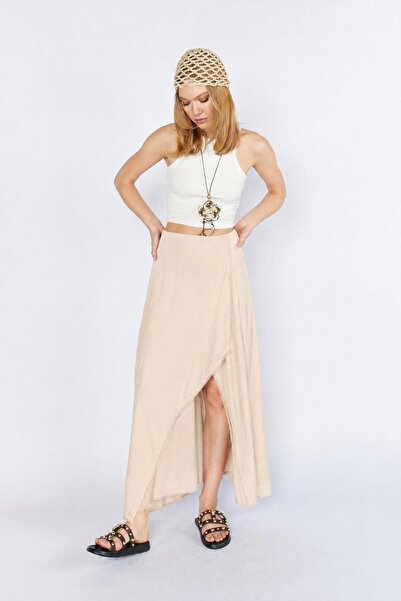 TENA Women's Stone Velev Cut-End Tassel Look Long Skirt