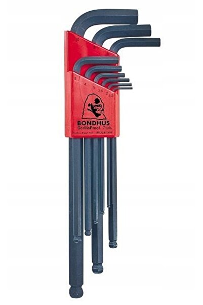 BONDHUS 10999 Chei imbus hexagonale metrice cu cap sferic, 9 bucăți, BO10999