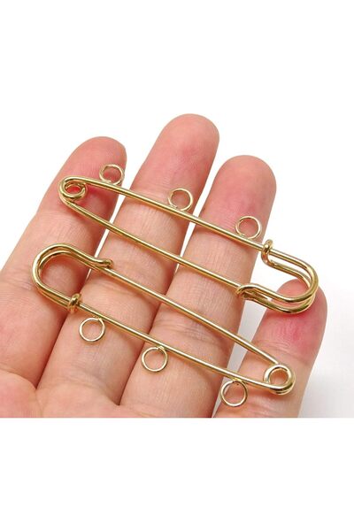 Vira Rise İskoç İğnesi (1 Paket 4 Adet Gold) 6cm Broş Şapka Çanta Yaka İğnesi
