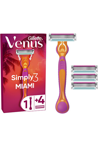 Gillette Simply Venus 3 aparat de ras pentru femei Miami, mâner + 4 rezerve