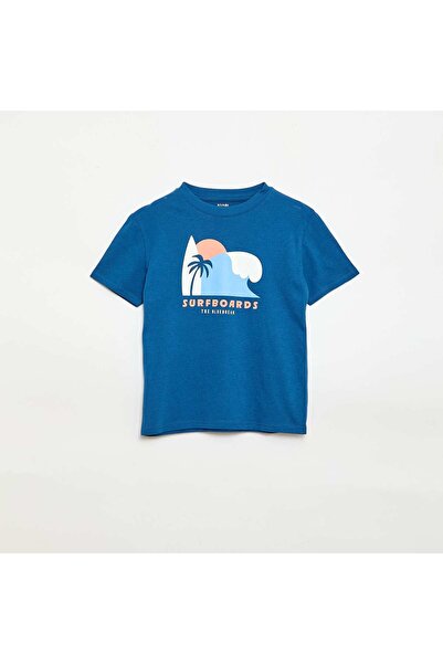 KIABI Printed Short-Sleeved T-Shirt BLUE