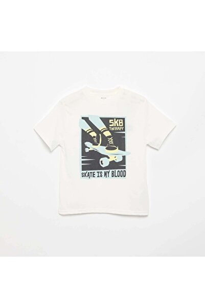 KIABI Printed Short-Sleeve T-Shirt WHITE
