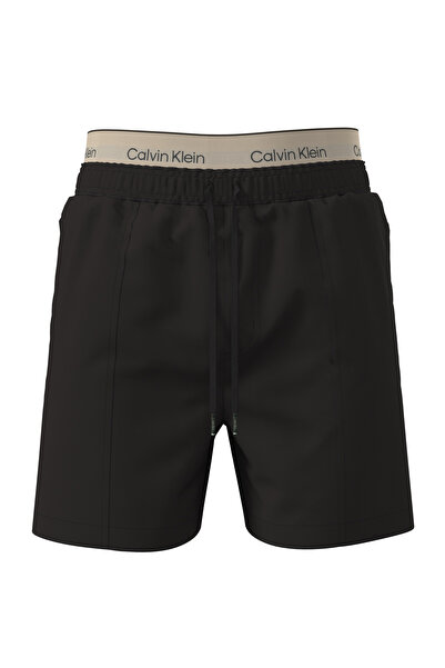 Calvin Klein شورت سباحة رجالي أسود متوسط الحجم برباط