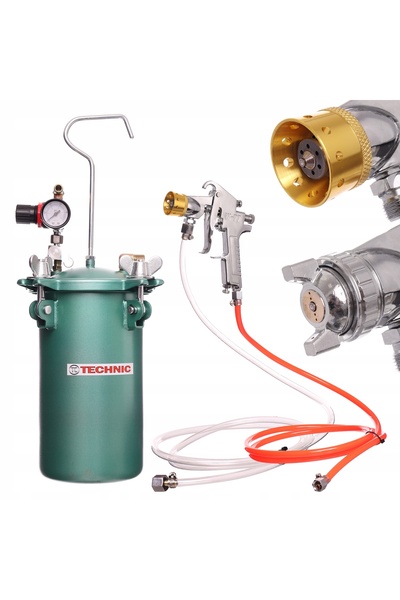 TC Technic Pulverizator de vopsea cu rezervor 4L, Teflon, furtun 2m, duză 2,5mm