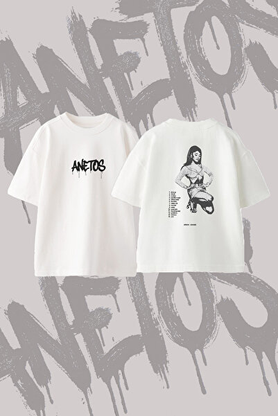 Anetos Ariana Grande_39 Design Back Printed Cotton White Oversize T-Shirt