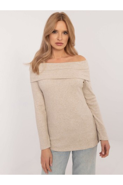 Italy Moda Pulover Dama Maneca lunga, Imprimat, ITALY MODA, Bej Eleganta Office