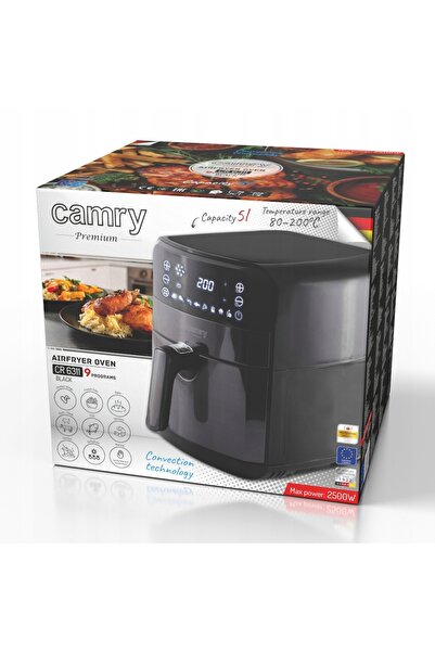 CAMRY Friteuză cu aer cald fără ulei 5L, XXL, 2500W, 9 programe